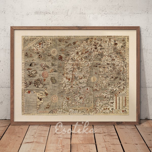 Nautical large world map / Vintage Old Map wall art / gift for traveller / PRINTABLE antique maritime art print / downloadable print #114