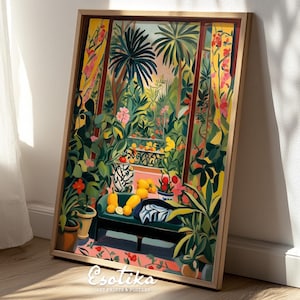 Henri Matisse style print / Tropical flowers garden painting / Vibrant wall art / PRINTABLE jungle print / digital download #293