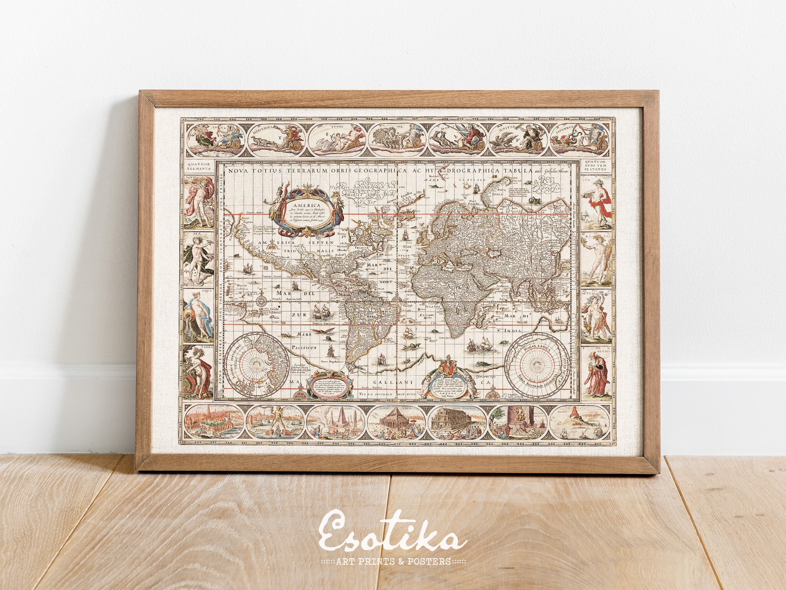 Old World Map Print / Vintage Nautical Map / Large Wall Art / Historical Map Poster / PRINTABLE ...