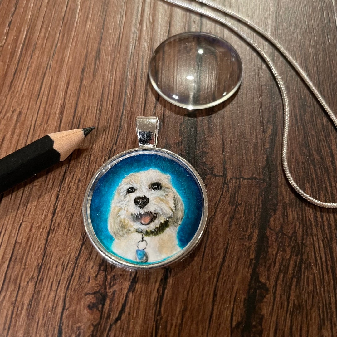 Custom Hand Painted Pet Portrait Jewelry, Miniature Pet Portrait