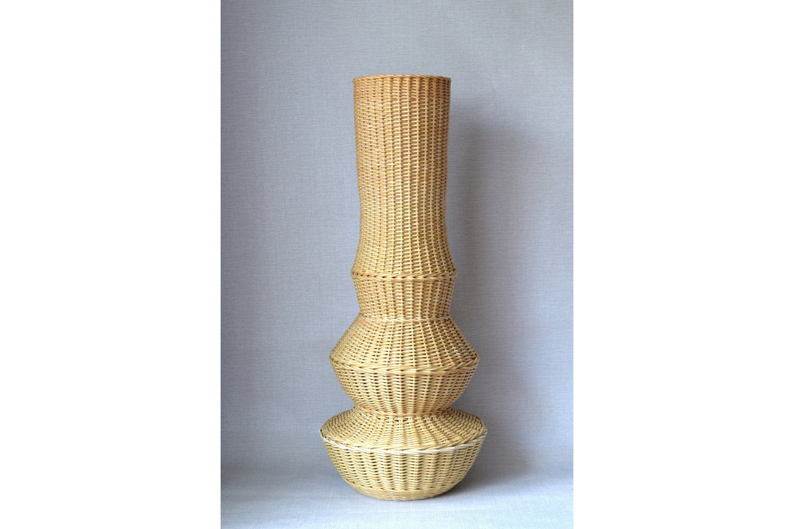 Floor vase. Large wicker vase of straw color elegant shape. Etsy
