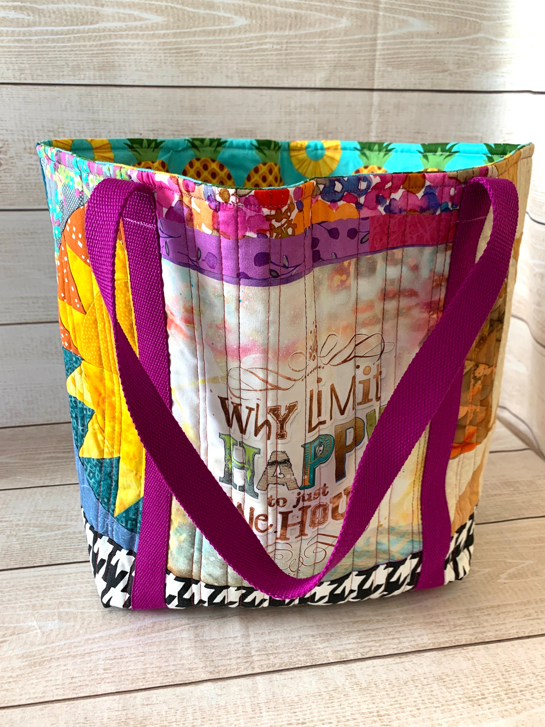 Quilted Tote Bag Fabric Scrap Bag, Eco Friendly Gift, Recycled Fabric