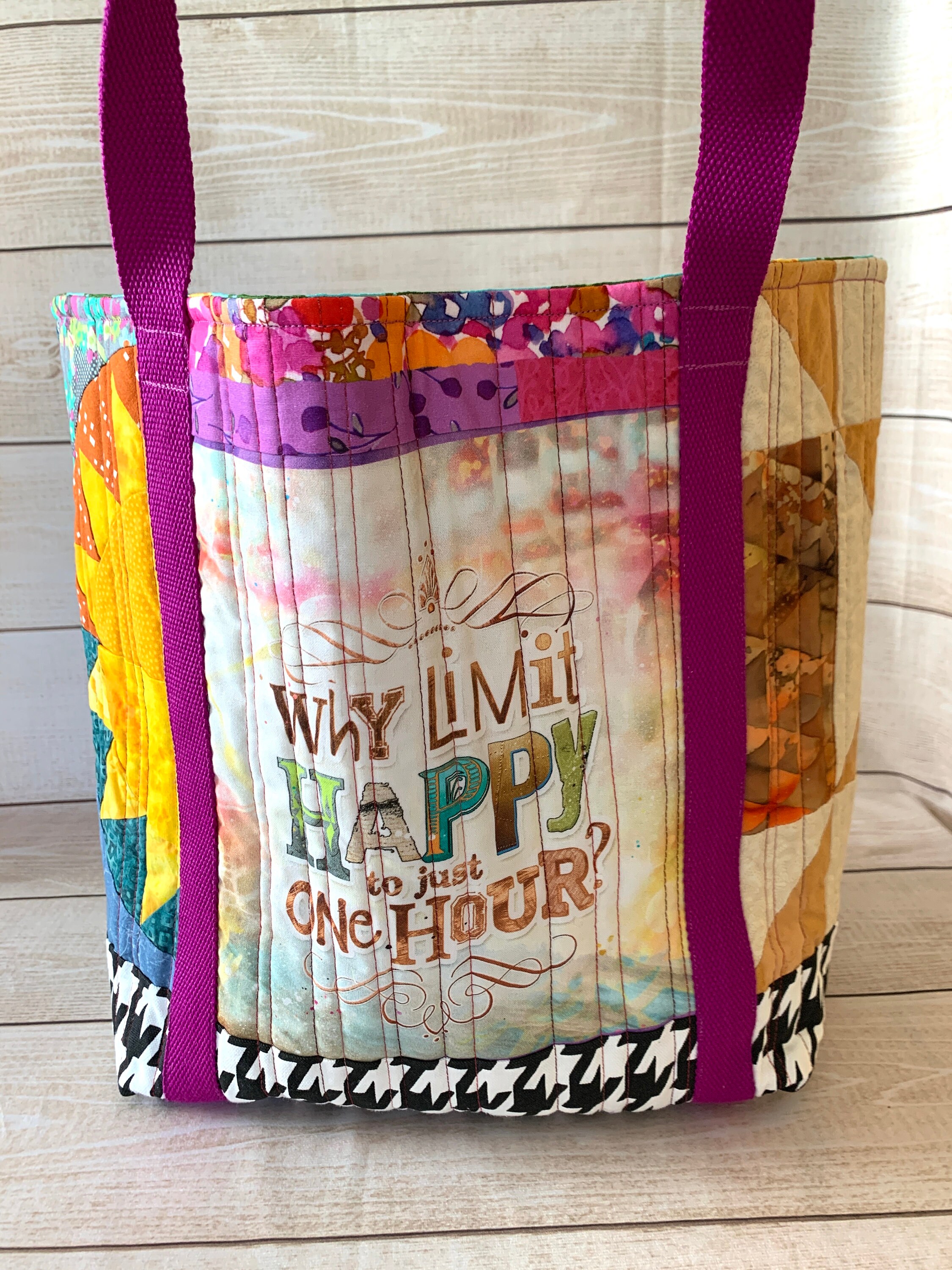 Quilted Tote Bag Fabric Scrap Bag, Eco Friendly Gift, Recycled Fabric