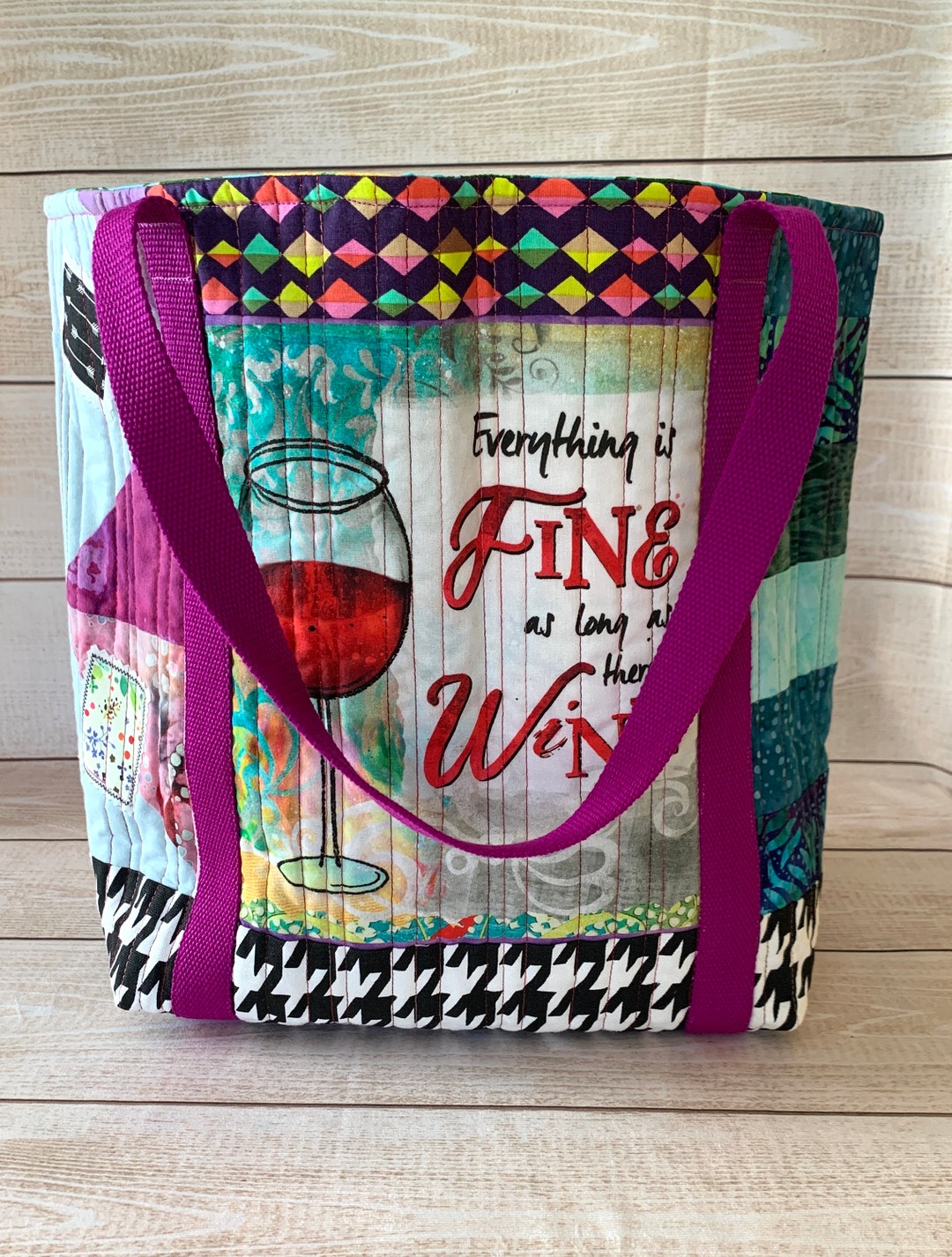 Quilted Tote Bag Fabric Scrap Bag, Eco Friendly Gift, Recycled Fabric