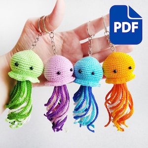 Modèle PDF au crochet Amigurumi méduses - Modèle facile à crocheter DIY adorables porte-clés