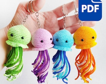Virkmönster för amigurumi med maneter i PDF-format - Enkelt mönster för DIY-virkning av söta nyckelringar