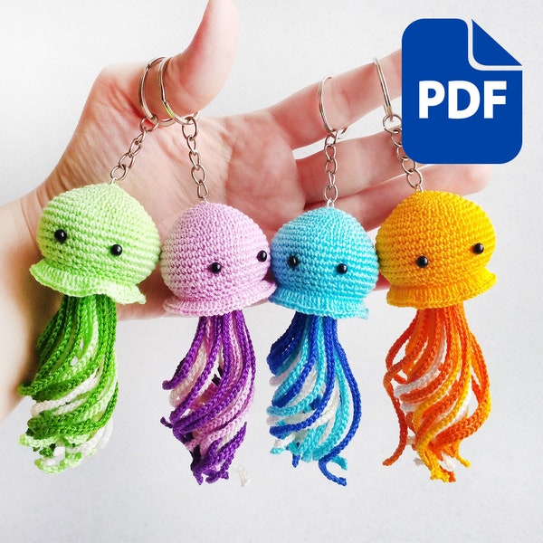 Amigurumi Jellyfish crochet pattern PDF - Easy pattern DIY crochet cute keychains