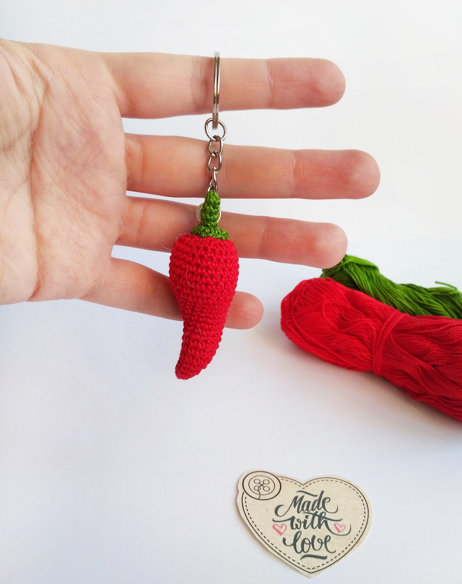 Red Hot Chili Pepper Crochet Keychain Etsy
