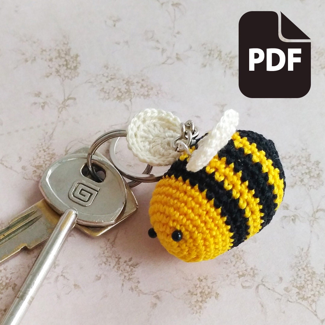 Pack De 6 Llaveros De Abeja De Ganchillo Hechos A Mano, Llavero 3D Con Cadena De Aleación, Regalo Para Bolsos Y Mochilas