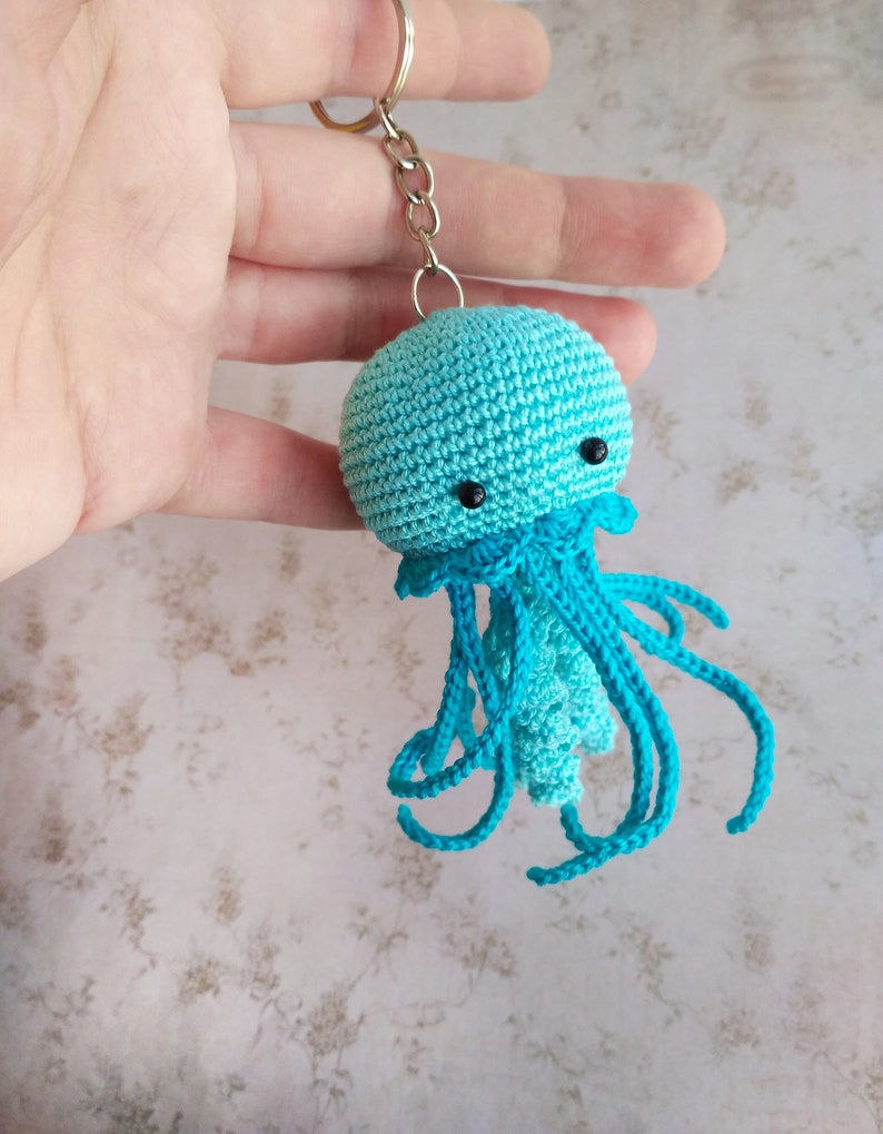 Crochet jellyfish keychain amigurumi toy | Etsy