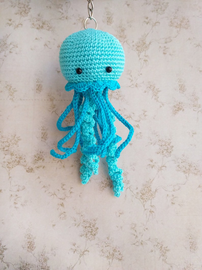 Crochet jellyfish keychain amigurumi toy | Etsy