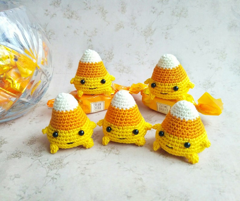 Mini Candy Corn Amigurumi - Cute Halloween decor- Tiny gift idea for friend 