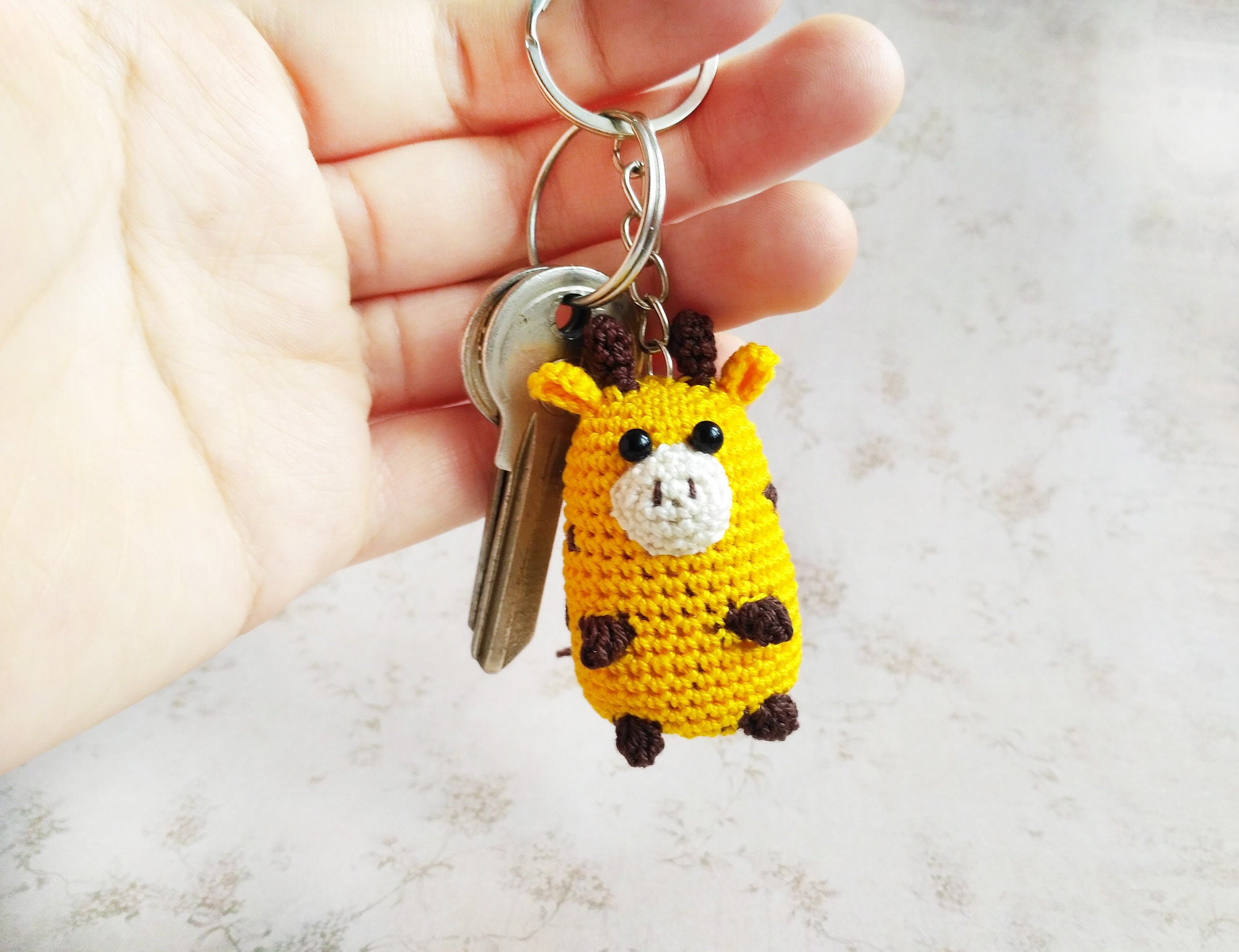 Crochet keychain tiny giraffe Cute gift accessories for Etsy