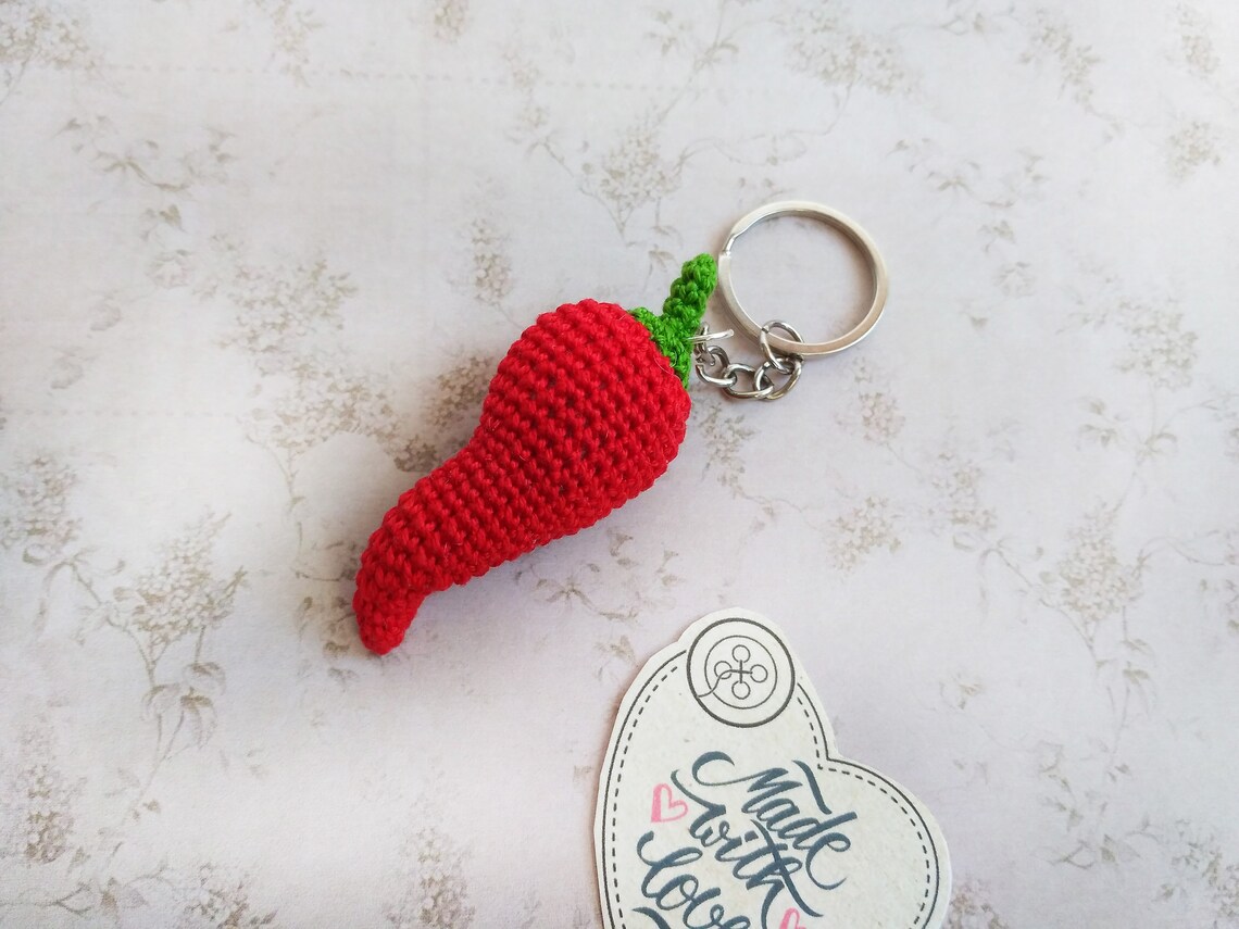 Red Hot Chili Pepper Crochet Keychain Etsy