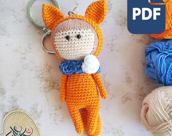 Fox little doll crochet pattern Digital file PDF - Amigurumi cute toy handmade DIY - Instant Download