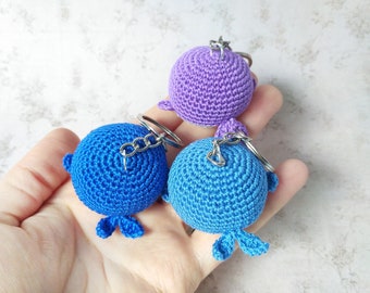 Whale plush crochet keychain - Holiday family tiny gifts - Keepsake for friend