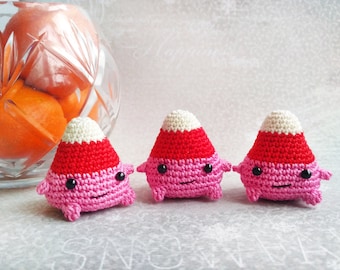 Mini Candy Corn Amigurumi - Cute holiday decor- Small gift idea for friend