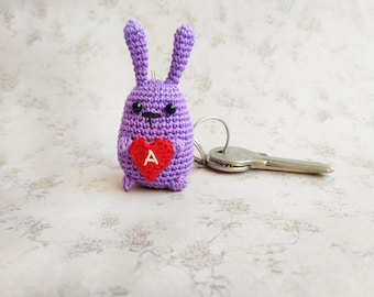 Personalized bunny tiny cute plush keychain