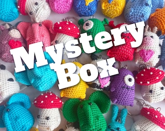 Crochet Mystery Box, Surprise Box with Handmade Crochet Amigurumi keychains, Сute gifts for the holidays or just as a keepsake