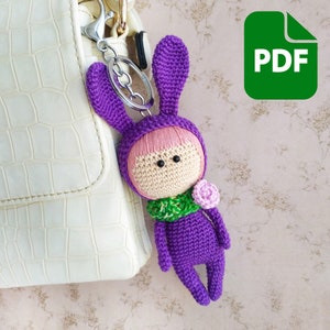 Crochet Pattern Amigurumi Doll Bunny height – 3.7&quot; /9.5cm, Knit toy Bunny Pattern PDF, Crochet Pattern Accessory Little Girl Rabbit