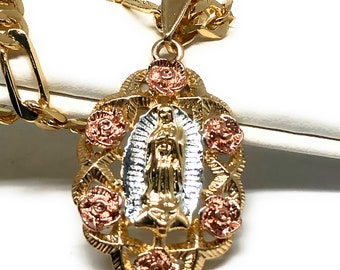 Primera Comunión Medalla Pendant Necklace 1st Communion Cadena 24” Oro Laminado