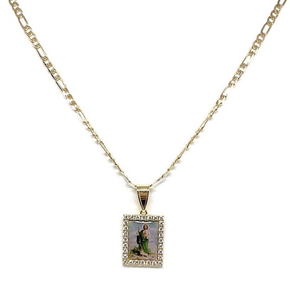 Collar Medalla De San Judas Tadeo Mujer Cadena Chapa Oro