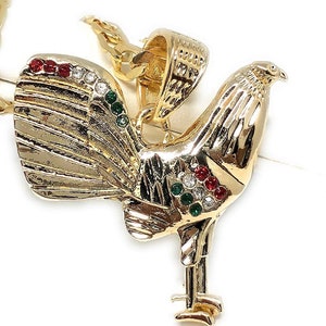 Gold Plated Chicken Rooster Pendant Necklace Figaro 26&quot; 5mm Gallo Medalla Oro Laminado