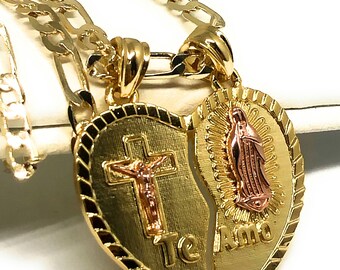 Gold Plated Yellow Rose Virgin Mary Heart Christ 