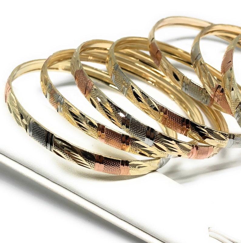 Gold Plated Tricolor Semanario Bangle Bracelet Pulsera Etsy