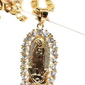 Gold Plated Classic Virgin Mary Pendant Necklace Virgen de Guadalupe Medalla