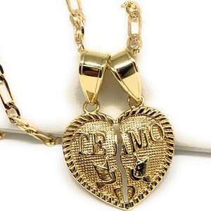 Gold Plated Yellow "Te Amo" Heart Split Pendant Necklace 24"