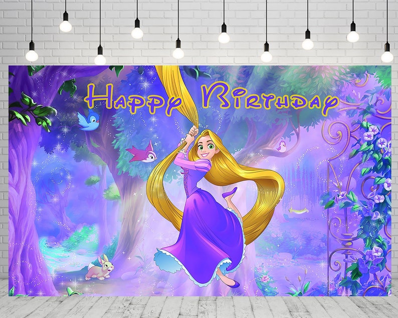 Princess Rapunzel Birthday Backdrop Tangled Birthday Banner Etsy