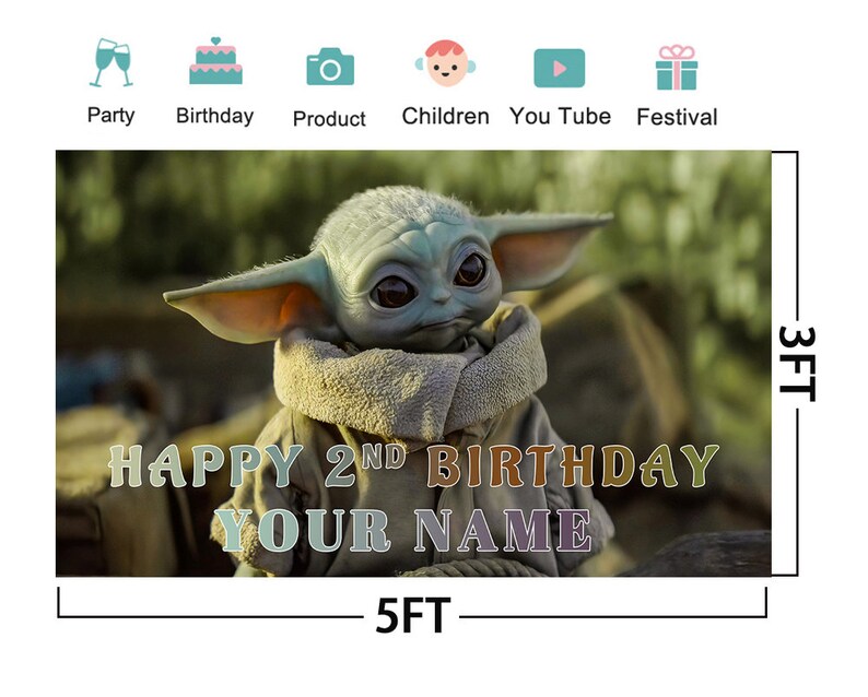 Baby Yoda Birthday Backdrop the Mandalorian Birthday Banner Etsy