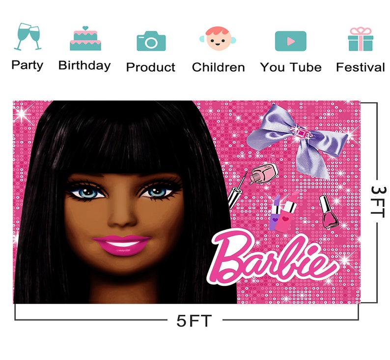 Black Barbie Backdrop for Photography Barbie Banner Birthday - Etsy