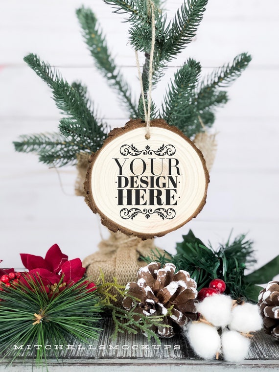 Download Wood Slice Christmas Ornament Mockup Christmas Ornament Etsy