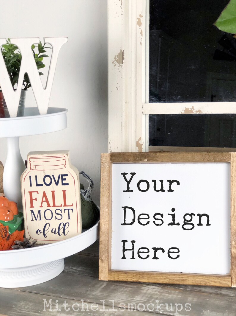 Fall Farmhouse Sign Mockup Fall Sign Mockup Wood Sign | Etsy