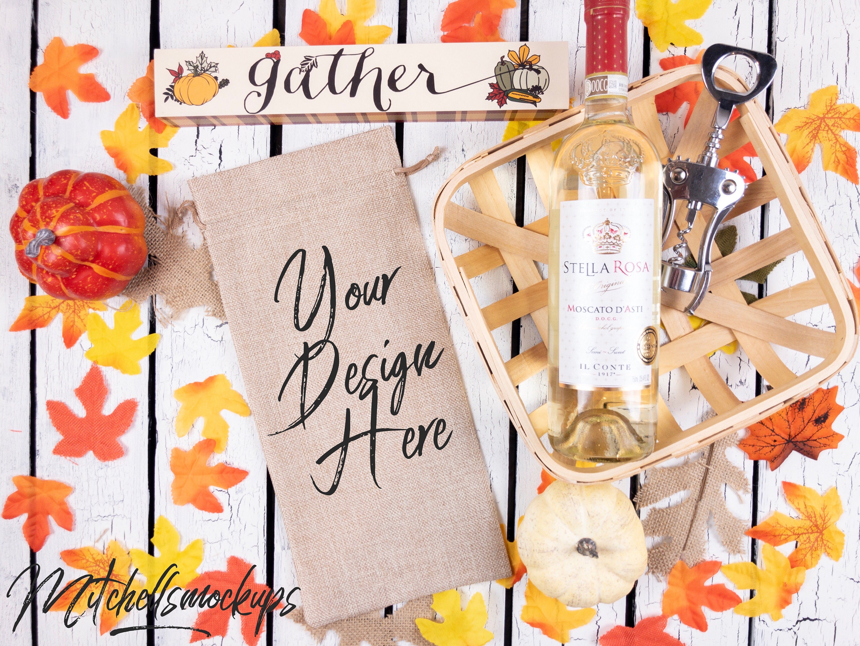 Download Fall Wine Bag Mockup Wine Bag Mockup Fall Mockup Fall Gift ...