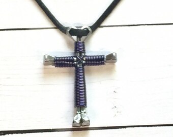 Navy Cross Necklace Etsy