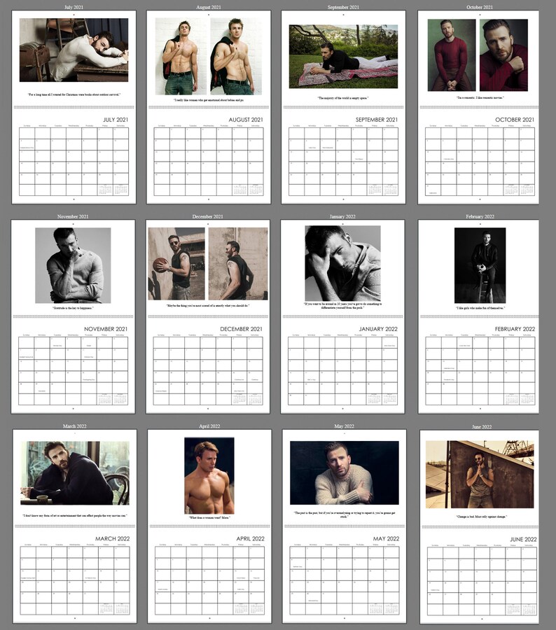 Chris Evans Wall Calendar 2023 With His Signature And Quotes Etsy Belgi 