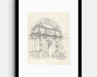 Piazza della Libertà, Florence, Italy - Classical Architecture Monument Arch drawing