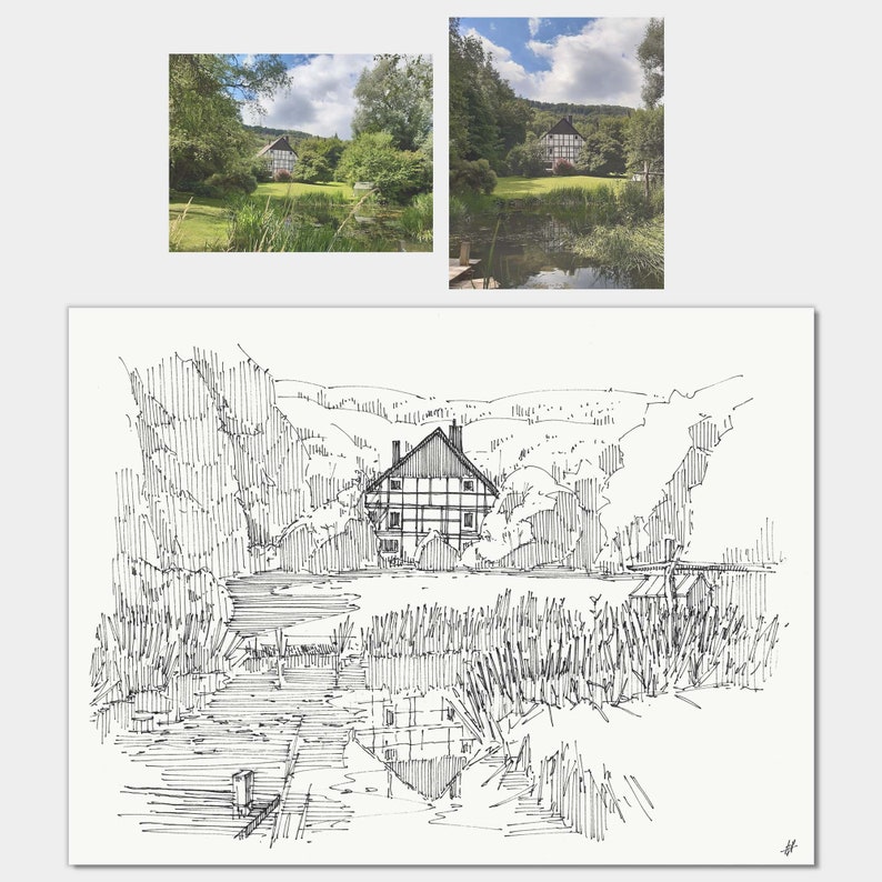 Pen Drawing Commission Architecture, Landscapes, Buildings, Vehicles, Figures. image 7
