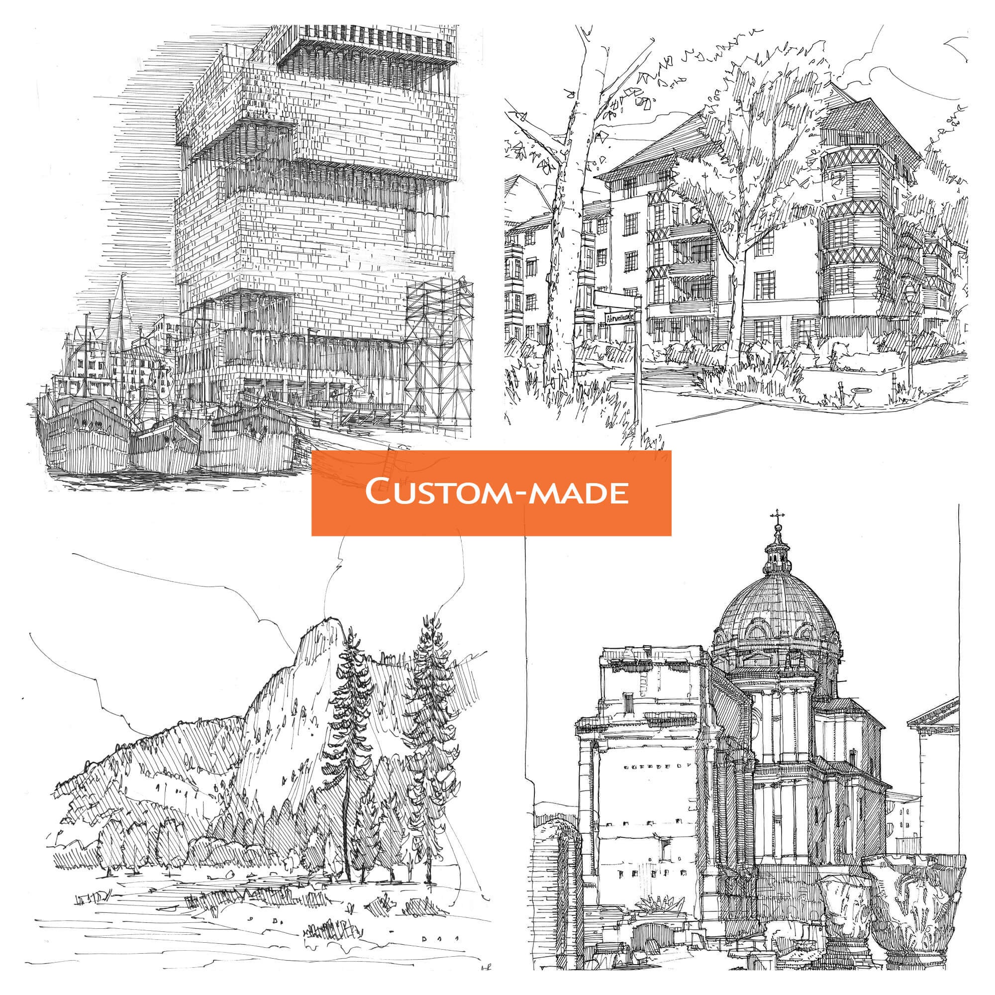 Custom Pen and Ink Drawing | Childhood Home Gift | House Portrait ...