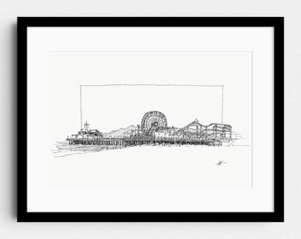 Santa Monica Pier, Santa Monica, Californa - Famous Scenerey drawing