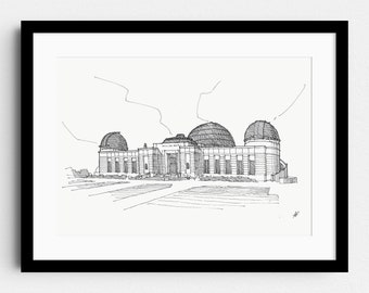 Griffith Observatory, Los Angeles, California - Historical Monument drawing