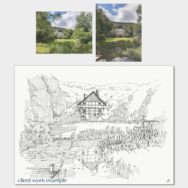 Custom Pen and Ink Drawing | Childhood Home Gift | House Portrait ...