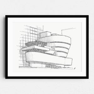 Guggenheim Museum Drawing | New York Print | Architecture Poster