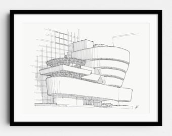 Guggenheim musem, Manhatten, New York -  Modern Architecture drawing