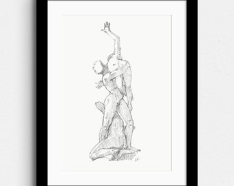 The Sabine Women, Firenze, Italy - Figure pencil Drawing