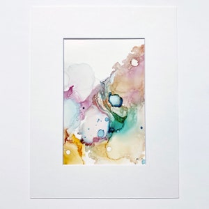 Abstract Alcohol Ink Art: Hints of Spring, Modern Wall Decor (6x9)