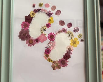 Baby footprint custom dried flowers
